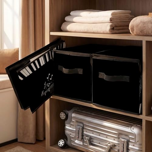 Image of Stackable Storage Bins with Lids,Closet Organizers Fabric Box for Home and Office,Blanket Clothes Organizers,Under Bed Storage Containers 3 Pack