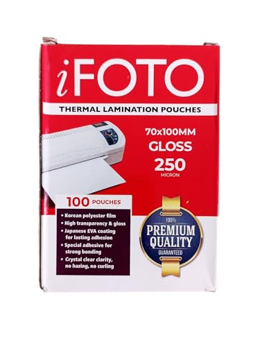 Thermal Lamination Pouches, 70x100mm, 250 Micron, Gloss Finish, 100-Pack