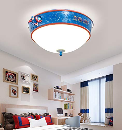 LiQi Lámpara de Techo LED Moderna Regulable Mediante Interruptor de Pared Lámpara de la habitación de los niños Redonda Lámpara Infantil Spiderman de Dibujos Animados Lámpara de Dormitorio Creativa,B
