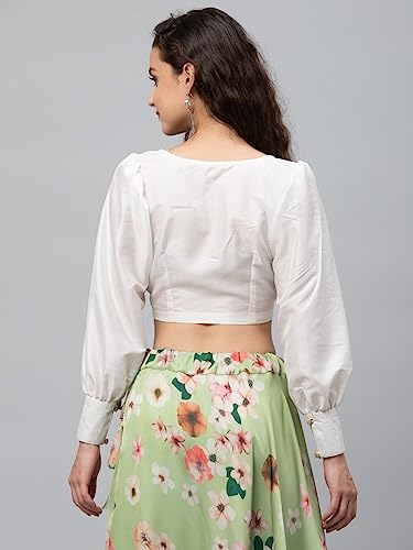 Image of studio rasa Chroma Button Down Shirt Style Blouse Crop Top for Women Girls Casual Party