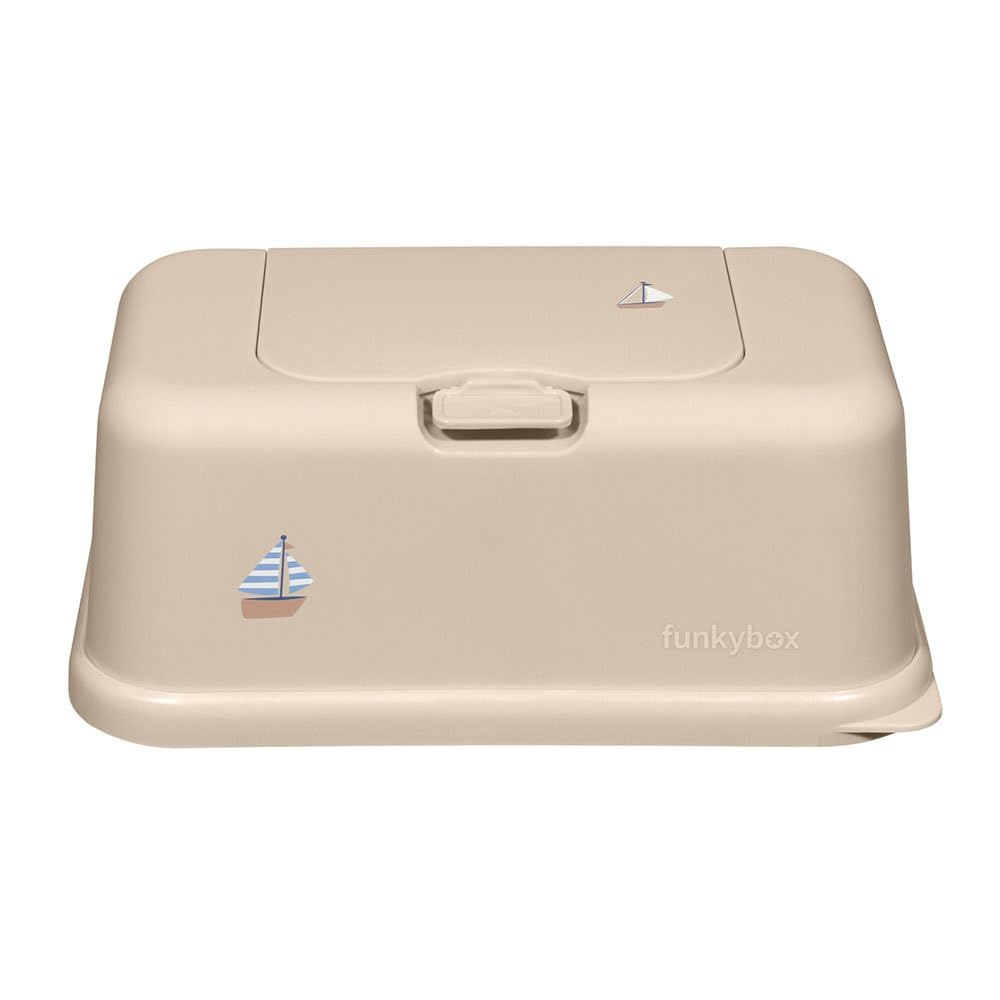 Funkybox - Caja de almacenamiento para toallitas húmedas, color beige neutro, diseño de velero, ideal para cambiar pañales (velero, grande)