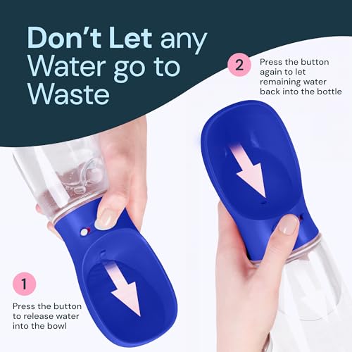 MalsiPree Dog Water Bottle Portable – Leak Proof and Lightweight Water Bottle for Dogs – Dog Travel Water Bottle with Bowl – Dog Walking Accessories (19OZ, Navy Blue) MalsiPree Dog Water Bottle Portable – Leak Proof and Lightweight Water Bottle for Dogs – Dog Travel Water Bottle with Bowl – Dog Walking Accessories (19OZ, Navy Blue)