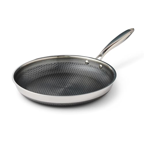 HEXCHEF Tri-Ply Non-Stick Stainless Steel 30cm Frying Pan with Honeycomb Design - Induction Compatable Non-Toxic Built to Last Guarantee
