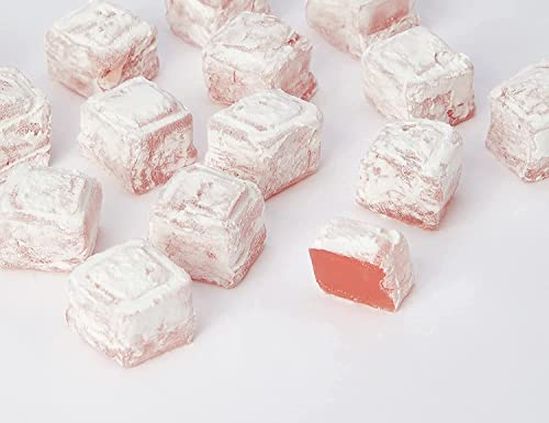 Turkish Delight with Rose Flavor by Koska | Giftable Small Size Snacks 125 gr-4.4 oz | Sweet Luxury Traditional Confectionery Vegan Halal Kosher Soft Candy Dessert Lokum (Rose)