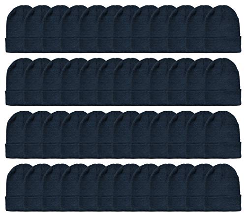 Image of Yacht & Smith Black Beanie Winter Hats in Bulk for Adults, Wholesale Value for Donations