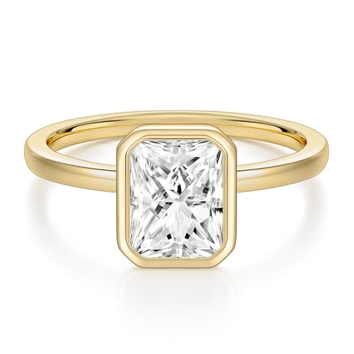 EAMTI 3CT Engagement Rings for Women Radiant Cut CZ Solitaire Promise Wedding Bands Travel...