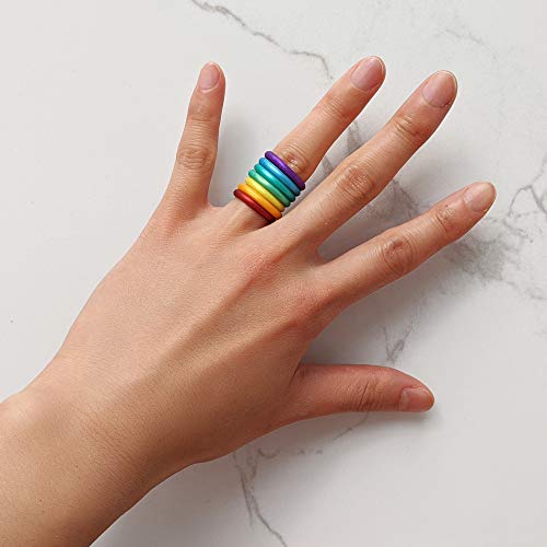 Knot Theory Stackable Thin Silicone Ring Band for Women – Birthstone Rose Gold Silver Ruby Red Turquoise Blue Tourmaline Pink Emerald Green Citrine Yellow Orange Aquamarine Amethyst Purple3