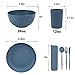 28 Piece Wheat Straw Dinnerware Sets,Plastic Dishes Set Alternative, Dishwasher & Microwave Safe Plates and Bowls Sets, Unbreakable Dinnerware Sets for 4 Dinner Plates, Cups, Cereal Bowls - Colorful