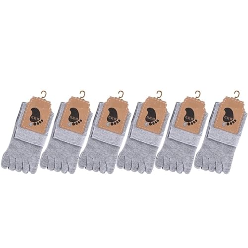 DVMSIEF Calcetines Con Dedos 6 pares de calcetines con punta for hombre/mujer, cinco dedos, transpirables, algodón suave, deportivos, negro, blanco, gris, divididos(Gray,Men)