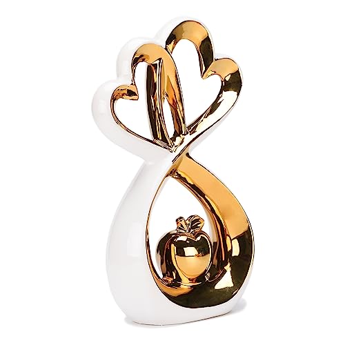 Escultura moderna de cerámica forma de corazón blanca 11.4 pulgadas miniatura 4