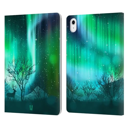 Étui portefeuille en cuir iPad Air 11 Head Case Designs Bosquet Forestier Vert Aurore Boréale