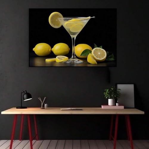Impression sur toile boisson citronnée tableau mural encadré 30x45cm