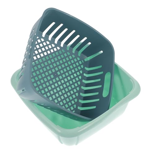 Abaodam 多機能ダブルレイヤー野菜果物ザル 軽量プラスチック製 キッチン用排水ボウル 収納と洗浄に