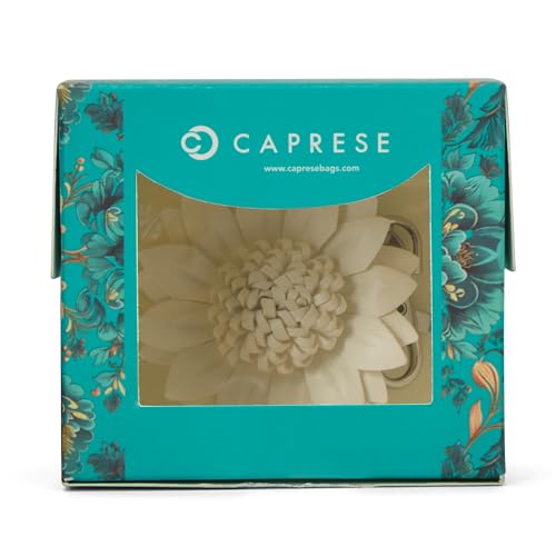 Image of Caprese Dahlia Flower Purse Hook & Bag Charm for Handbag - Detachable Zinc Alloy & PU Leather Accessory | Holds up to 7 kg (White)