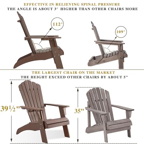 Psilvam PSAC01 Adirondack Chair, Oversized Poly Lumber Fire Pit Chair thumb #4