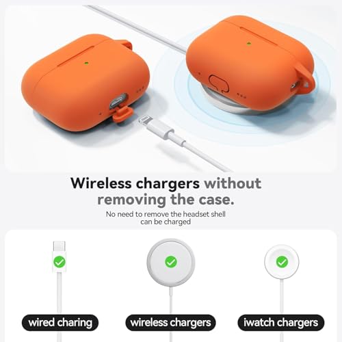 Image of Meyaar for AirPods Pro 3 Case 2025 with Cleaner Kit,Soft Silicone Protective Cases for Apple AirPods Pro 3rd Generation Case for Women Men,AirPod Pro 3 Cases Cover Accessories with Keychain(Orange)