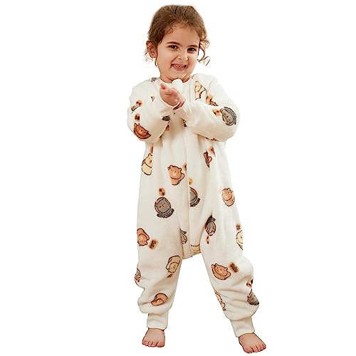 Image of MICHLEY Baby Sleeping Bag Sack with Legs Long Sleeve Wearable Pajamas | wearable blanket toddler baby, 9 Months-6T, Animal Designs, Flannel, Machine Wash
