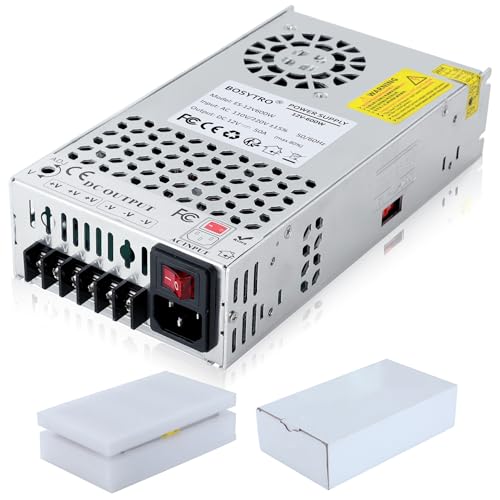 BOSYTRO Trafo 230v auf 12v Netzteil Schaltnetzteil 12V 50A 600W Netzteil Power Supply Transformator für LED Streifen, CCTV, Radio, Kamera, Labornetzteil, Computerprojekt, 3D Drucker, kein Netzkabel