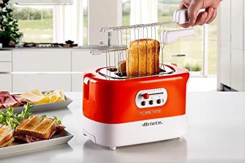 Ariete 159 Toasttime, Weißer Toaster, 2 Scheiben Kapazität, 9 Bräunungsstufen, 700 W, 3 Funktionen, Orange – Bild 3