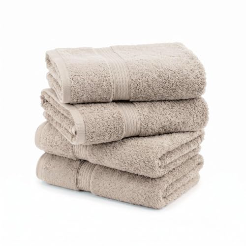 SUPERIOR Egyptian Cotton Plush & Absorbent, Hand Towel Set of 4, Stone