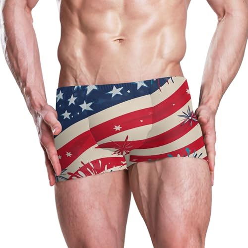 July 4th Independence Day American Flag Mens Swim Trunk Swimwear Swim Brief Square Leg Board Short S S04070832