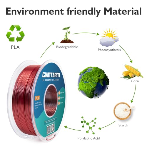 Image of GIANTARM Dual Color PLA Filament, Silk PLA Filament 1.75mm + /-0.02mm,1KG Spool(2.2lbs) Vacuum Packaging, 3D Printing Filaments Fit Most FDM Printer