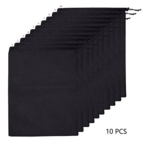 STONCEL 10 piezas 30 x 40 cm Zapatos de tela Arranque Organizador, Zapatos con cordón Zapatillas plegables Bolsas de asas para viajes Camping Llevar proteger los zapatos (Negro)