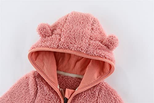 SZZY Casaco de inverno de lã quente com zíper e orelhas de urso para bebês recém-nascidos e meninos