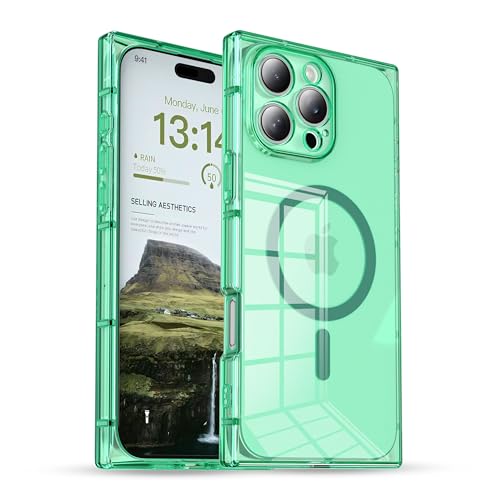 Coque iPhone 16 Pro fine en TPU antichoc transparente et verte compatible chargeur sans fil