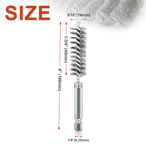 Image of 5Pcs 9 /16 inch Stainless Steel Wire Bore Brush for Power Drill Cleaning