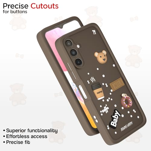 Image of Amazon Basic Back Cover for Samsung Galaxy A14 4G / A14 5G | Cute Fun Cartoon 3D Bear Silicone Full Body Protection Bumper Cover (Brown)