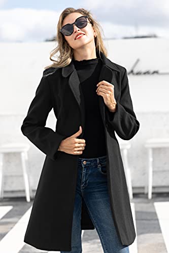 Kate Kasin Women A Line Peacoat Dress Coat Belted Notch Lapel Overcoat Fall Winter Trench Coats3