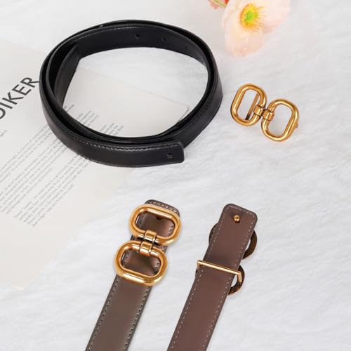 Image of Aurolran Women's Fashion Classic Metal Buckle Leather Belt with Jeans Dress