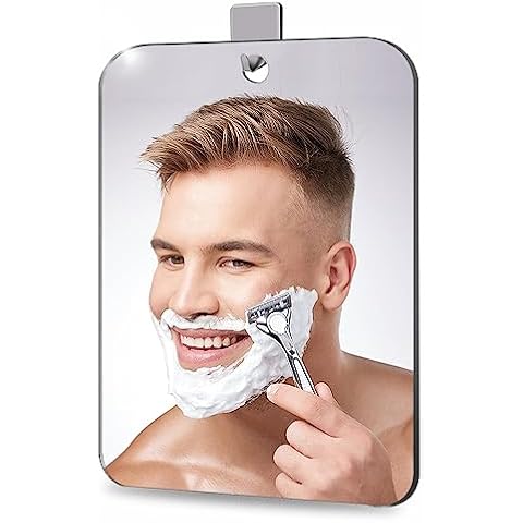 BQRIS Shower Mirror Shaving Mirror 10.5"x8", Luxury Plexiglass Makeup Small Travel Camping Mirror, Shatterproof Men's Wall Hanging Handheld Locker Mirror Wall Hanging Mirror Bathroom Cover