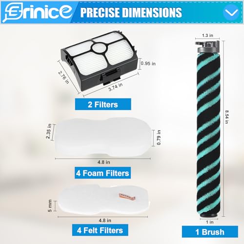 Image of 8 Pack HZ4002 Brush Roller Filter Replacement Part for Shark PowerDetect Ultra-Light Upright HZ4000 HZ4002 HZ4001 Vacuum, 1 Brushroll 2 Filters 4 Foam Filters 1 Cleaning Brush