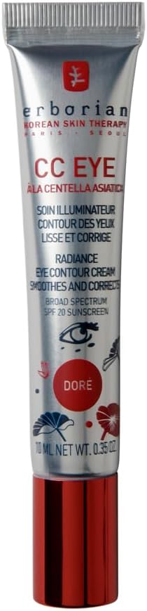 CC Eye Cream with Centella Asiatica - Illuminating, Moisturizing and Correcting Tinted Eye Cream SPF 20 - Smoothes and Corrects Dark Circles - 10 ml