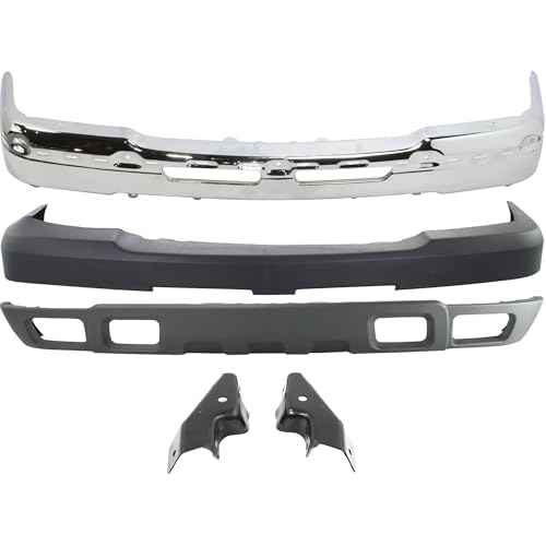 Garage-Pro Front Bumper Cover Kit For 2003-2006 Chevrolet Silverado 1500 Avalanche 1500/2500 w/o Cladding Textured Front Bumper Replacement 5pc Kit w/Bumper Bracket Cover Valance