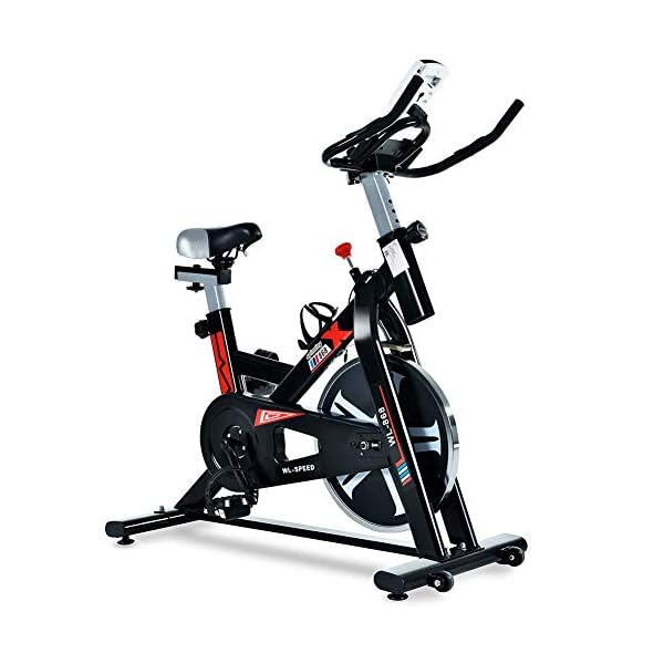 ML-SPEED Indoor Cycling Bike, Silent Belt Driven Exercise Bike with LCD Monitor for Home Cardio and Workout, Adjustable…