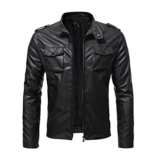 RYTEJFES Bikerjacke Herren Schwarz Lederjacke Kunstleder Übergangsjacke...