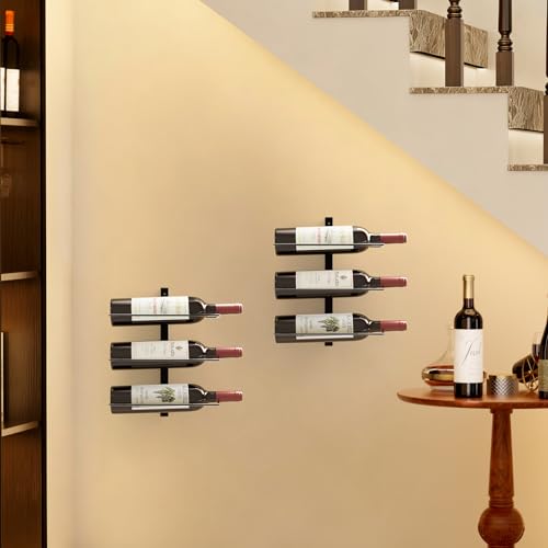 Image of B4Life Wine Rack Wall Mounted 6 Bottles, Metal Hanging Wink Racks for Wall | Collectors, Liquor, Champagne, Under-Stair Walls, Wine Cellars, Decorative Display With Empty Bottles, Home Bar, Cellar