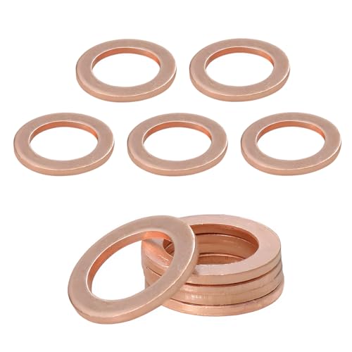 povtii 10 PCS Oil Drain Plug Gasket, 14mm Copper Oil Crush