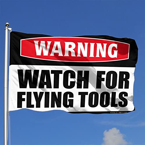Room Flags For Girls Warning Watch for Flying Tools Flag Funny College Decor (Size : 60X90CM)2
