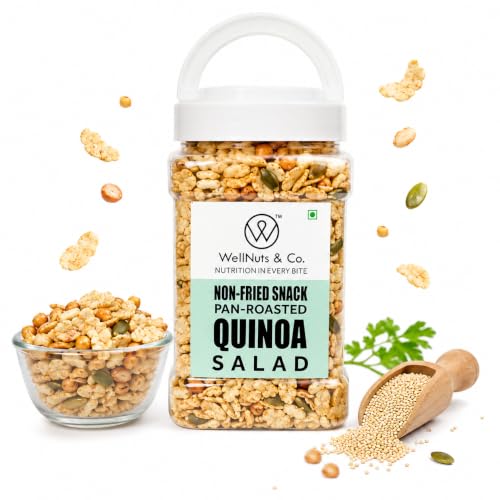 Image of WellNuts & Co. Healthy Snack Combo Pack of 4 |Fruit Nut Meusli - 200g, Jowar Puffs Tangy Tomato - 200g, Masala Ragi Chips - 150g, Quinoa Salad - 325g| Roasted & Ready to Eat Snacks | High Protein & High Fiber Combo | Snacks for Healthy Everyday