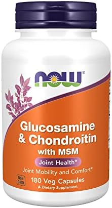 NOW Supplements, Glucosamine & Chondroitin with MSM, Joint Health, Mobility and Comfort*, 180 Veg Capsules