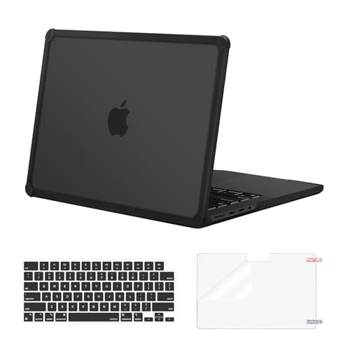 MOSISO Compatible with MacBook Pro 14 inch Case 2025-2021 M4 M3 M2 M1 A3112 A3185 A3401 A2918 A2992 A2779 A2442, Anti-Cracking Heavy Duty TPU Bumper Hard Case&Keyboard Skin&Screen Film, Black
