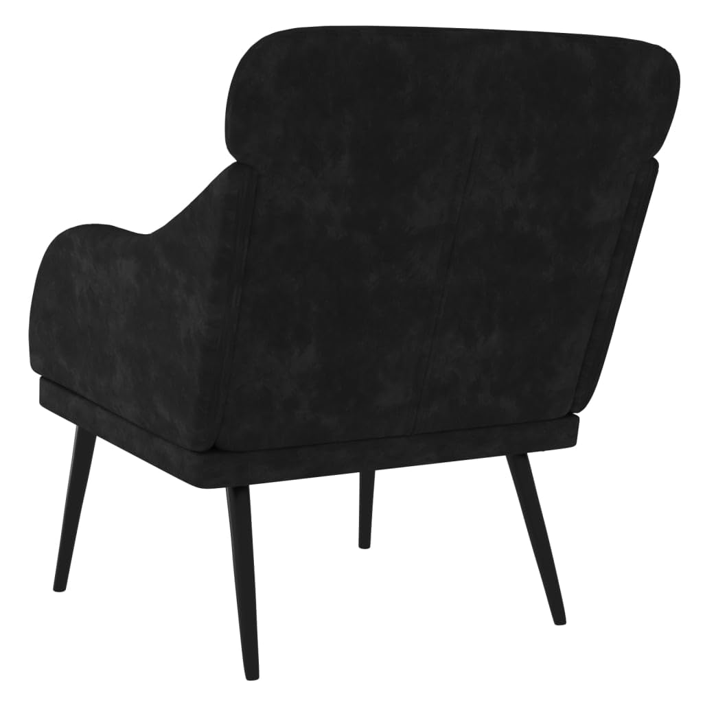 Comoda poltrona nera 63 x 76 x 80 cm in velluto con schienale e braccioli imbottiti, seduta spessa imbottita, robusta struttura in metallo, istruzioni di montaggio incluse (lingua italiana non