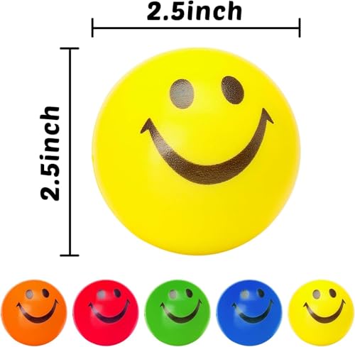 LovesTown 20 PCS Squeeze Toys, 2.5 Inch Smile Face Stress Balls Office Sensory Fidget Toys for Desk Adults Kids Stress Relief Gifts for Coworker Colleague Classroom Prize Goodie Bag Stuffer - Image 3