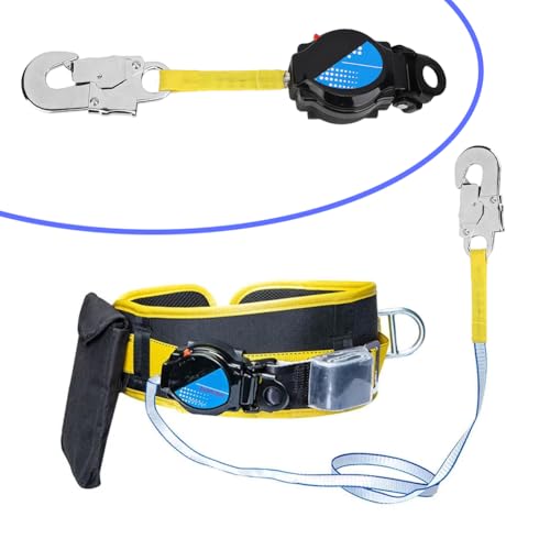 Image of Self Retracting Lifeline, 1.6M Telescopic Fall Protection Roofing Safety Heavy Duty Snap Hook Harness Anti Quick Action Braking System Restraint Device Retractable Lanyard Outdoor Work Equipment