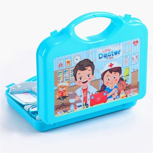 Toys Treasure We Deliver Smiles 14 Pcs Doctor Play Set For Kids|Pretend Play Doctor Set With Foldable Suitcase For Boys/Girls|Doctor Set For Kids 3+ Yrs|Plastic Doctor Kit Toyset|Best Birthday Gift