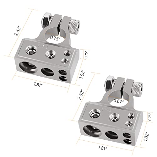 Corotc Battery Terminals, 0/4/8/10 Gauge Awg Positive Negative Battery Terminal Connectors, With 2 Clear Covers And Shims,Auto Car Audio Marine Boat Modification #TOP4